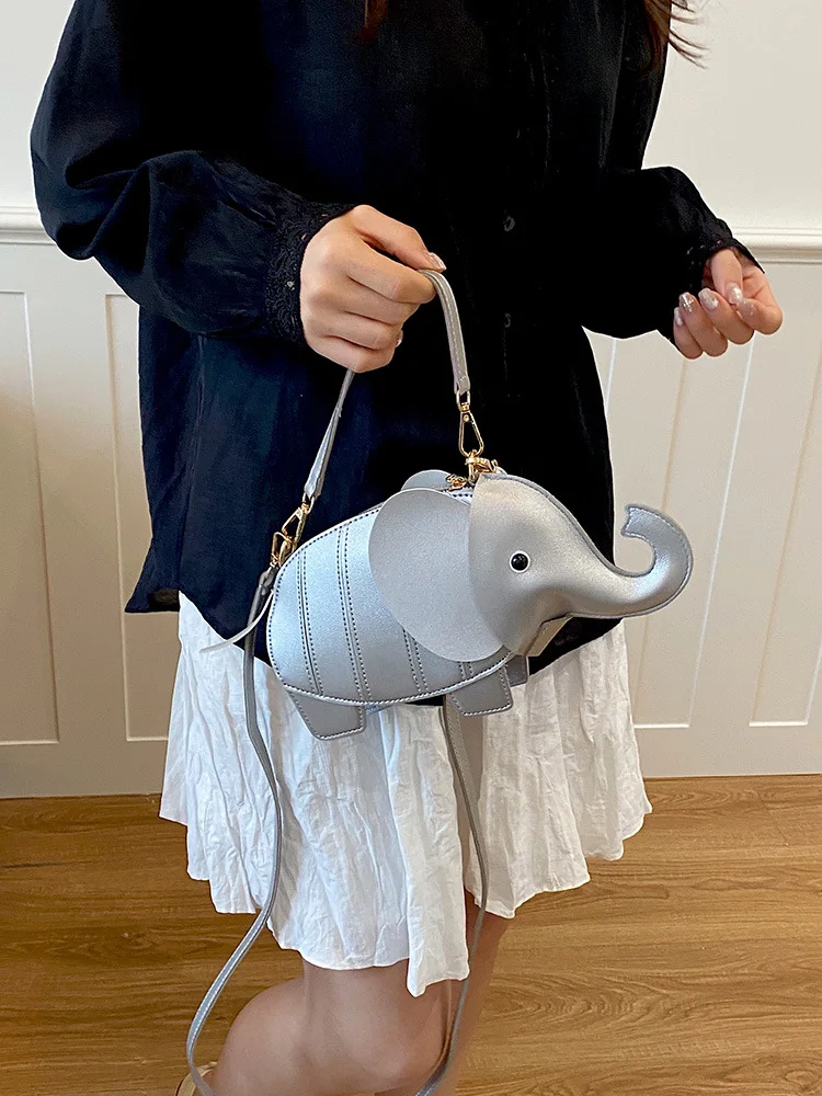 Creative Fashion Handbag New elephant Shape Shoulder Bag High Quality Pu Versatile Zipper Luxury Retro Casual Messenger Bag 1