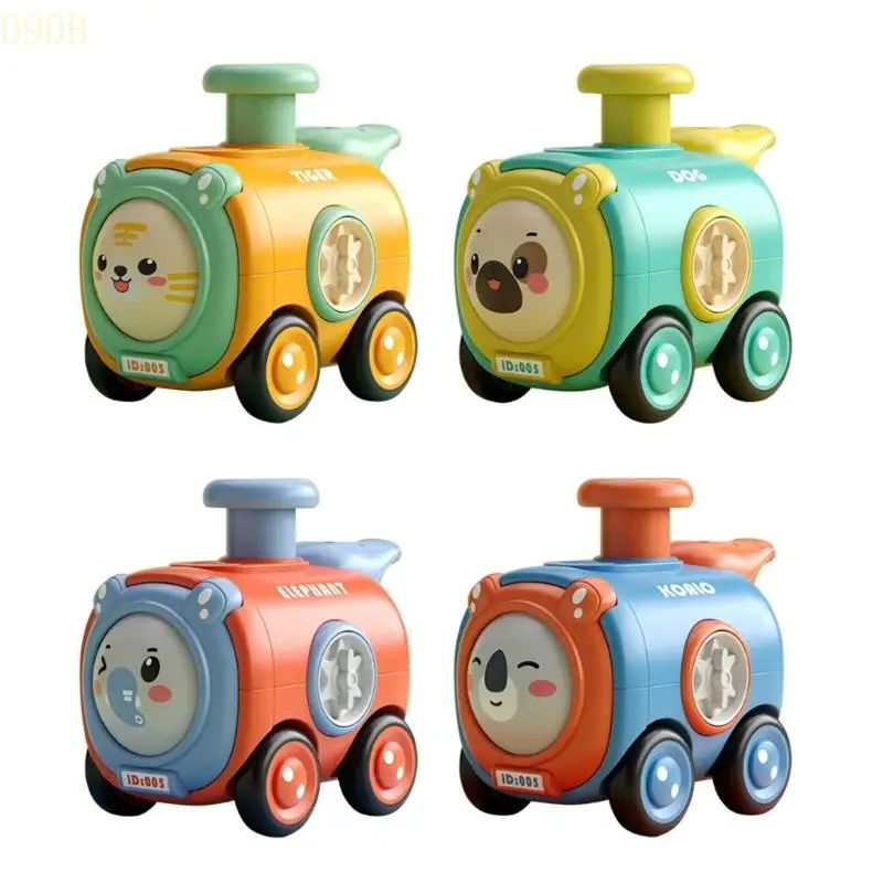 

090B Presses Change Face Inertial Toy Car Cartoon Car with Parent-children Interaction Early Educational Toy