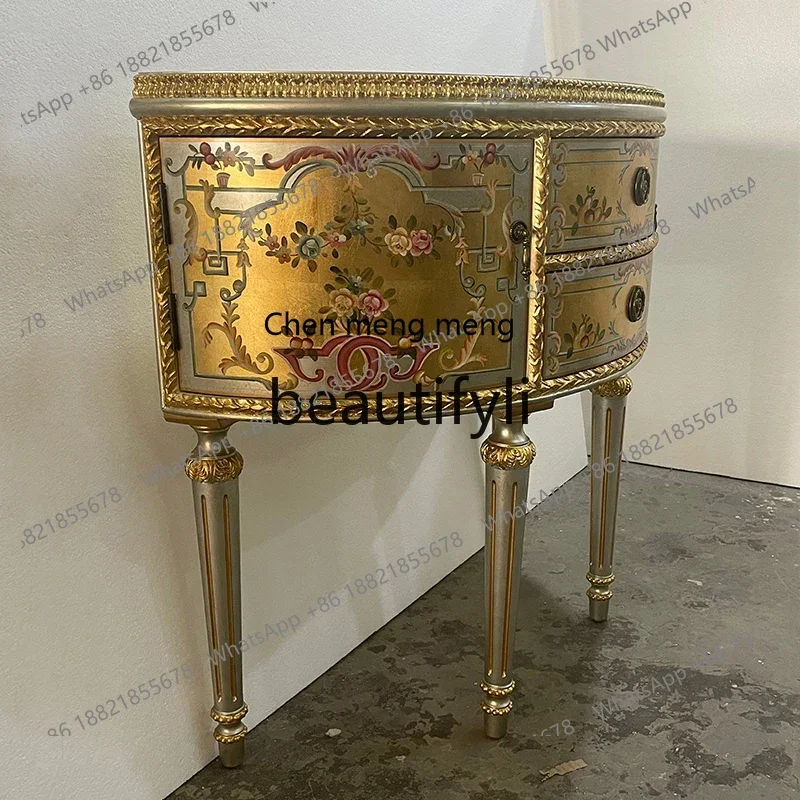 French spot luxury hand-painted gold foil door American hall entrance cabinet European solid wood birch furniture6220