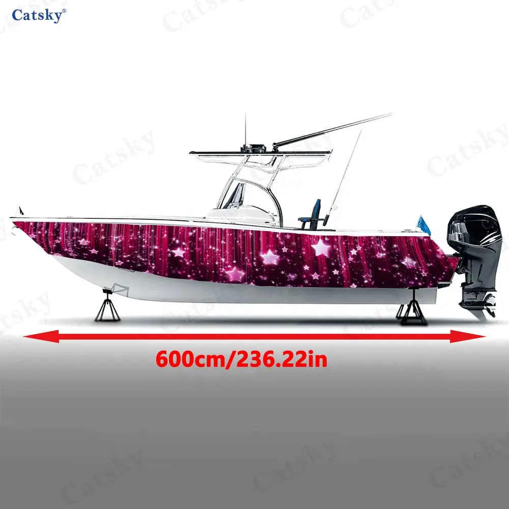 2Pcs Vibrant Star Stream Boat Stickers, PVC Waterproof Durable Vinyl Wrap Decals for Fishing Boats, Durable and Stylish Design