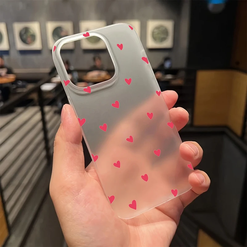Cute Small Love Heart Soft Phone Case For iPhone 11 12 13 14 15 16 17 Pro Max XS X XR 7 8 Plus 12 13 Mini Shockproof Clear Cover - náhled 4