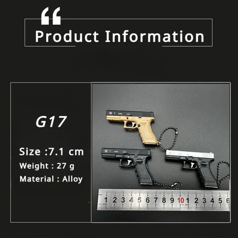 1:3 Mini G17 Metal Toy Gun Model Alloy Keychain Detachable Look Real Collection Color Impressive Birthday Gifts For Boys Adult