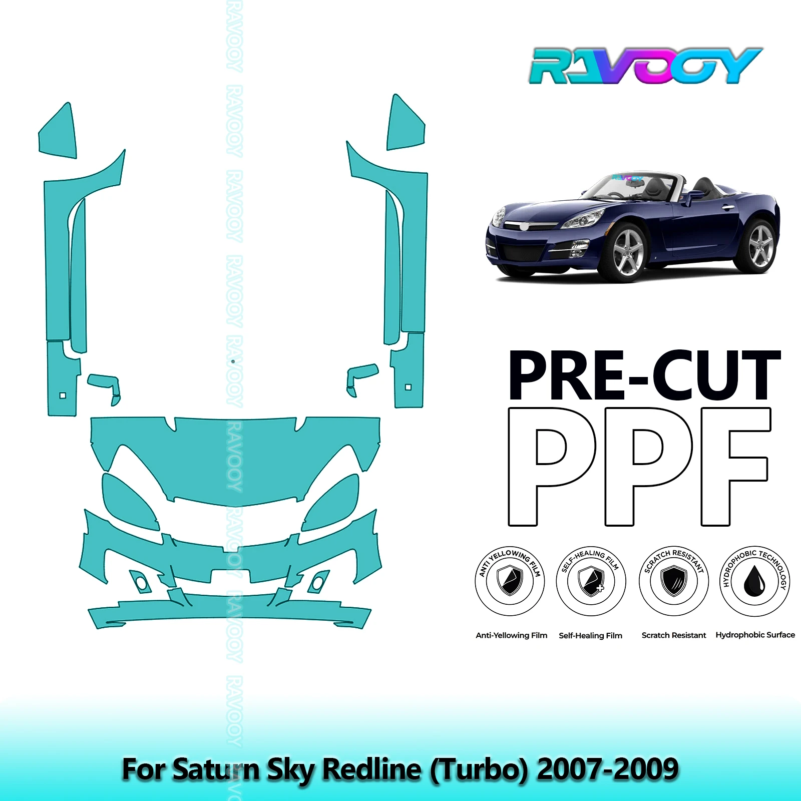 

Front Kit+Rockers Clear Bra Precut PPF Paint Protection Film For Saturn Sky Redline (Turbo) 2007-2009