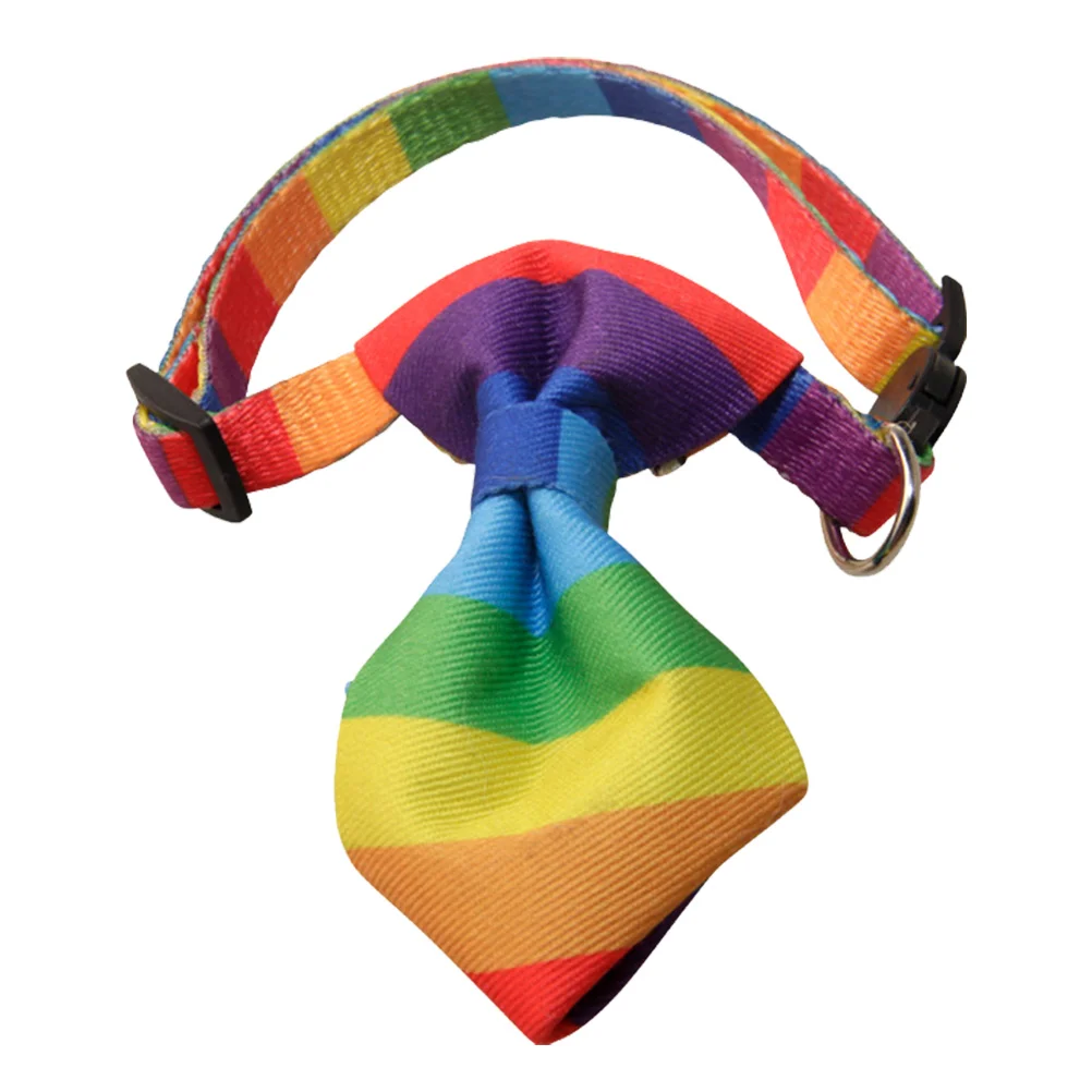 

Rainbow Bowtie Pet Lightweight Adjustable Cat Dog Collar Cute Daily Wear Gathering Holiday Portable Safe Kitten Collar Pet