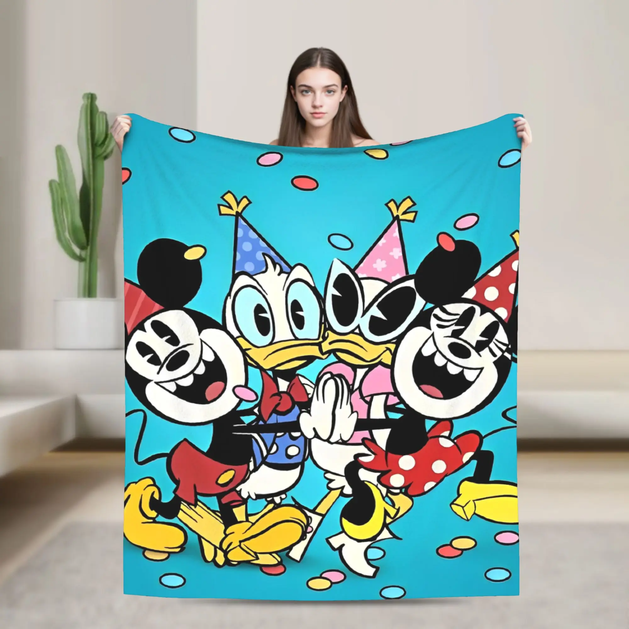 

Mickey & Friends Blanket Fleece Spring Autumn Funny Cartoon Breathable Ultra-Soft Throw Blankets for Home Bedroom Bedspreads