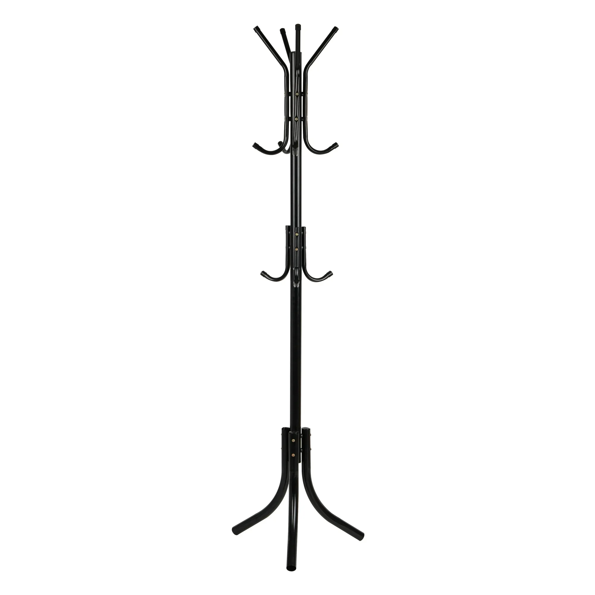 Freestanding Coat Rack, Black Metal Multi-Tier Organizer for Office, Entryway, Bedroom, or Hallway, Space-Saving and Durable Garment Stand with Hooks and Hanging Rods, Modern Home and Office Organizer for Coats, Hats, Scarves, Bags, and Accessories