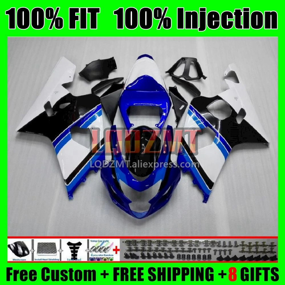 Injection Body For SUZUKI GSXR600 GSXR750 K4 3No.9 GSXR 600 750 White blue 600CC CC GSXR-600 04 05 GSX-R750 2004 2005 Fairing