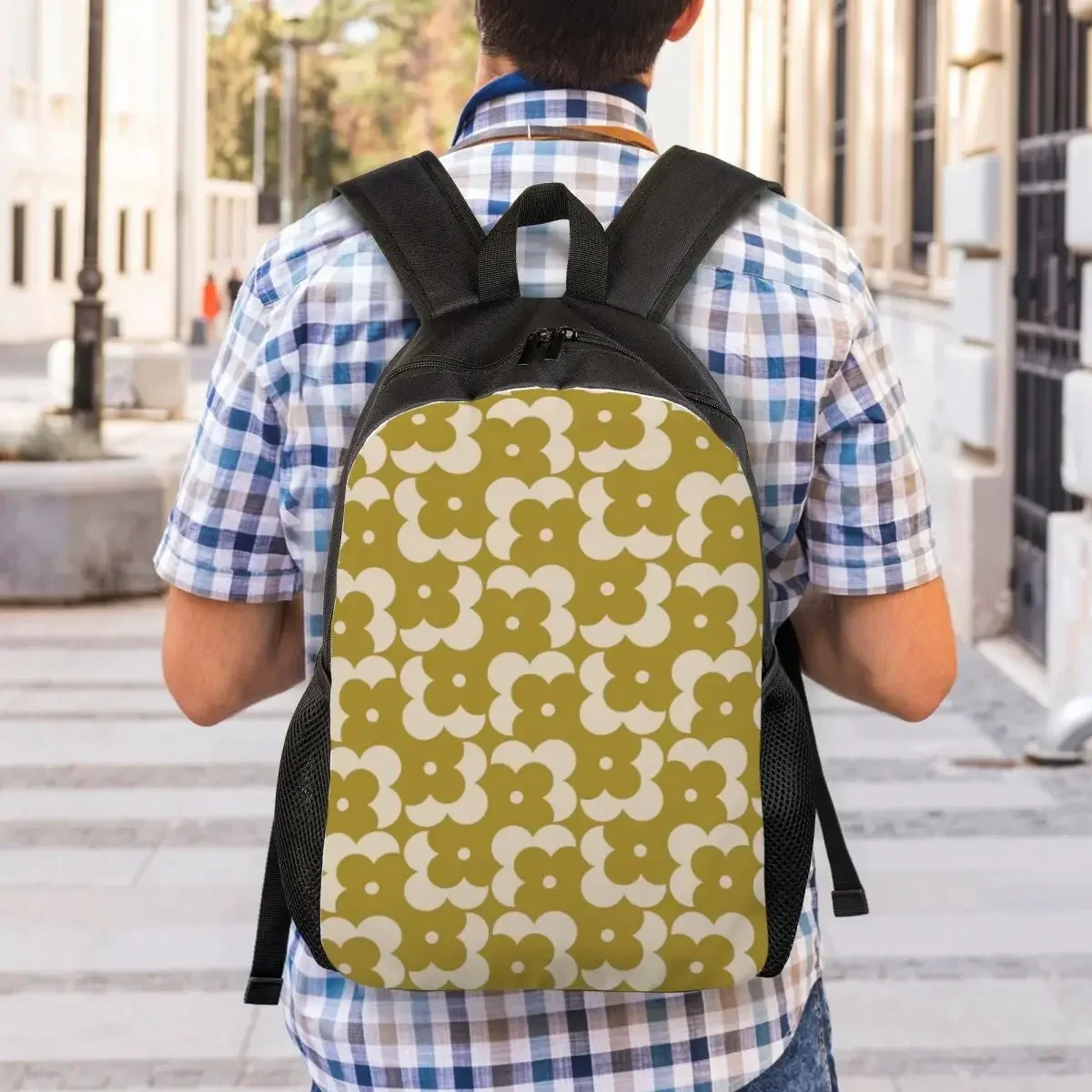 Custom Orla Kiely Prints Shadow Dot Olive Flower Backpack for Women Men Water Resistant School College Bag Print Bookbags