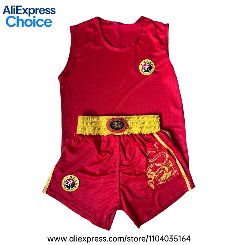 Muay Thai Shorts Shirt Set Herren Damen Kinder Stickerei Drachen Boxshorts Weste Sanda Wushu Uniform Kickbox-Trainingshose