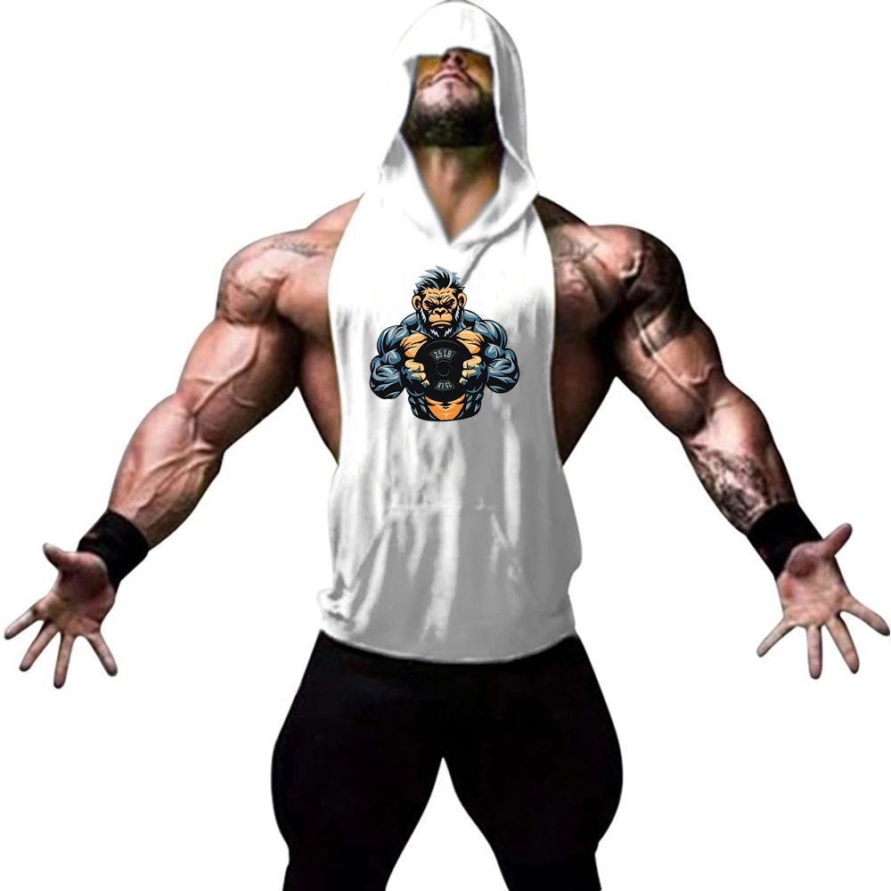 2023 New Men Bodybuilding Hoody shirt Cotton Tank top Gym Fitness Hoodie No Pain No Gain Vest Male Workout Sportswear Stringers