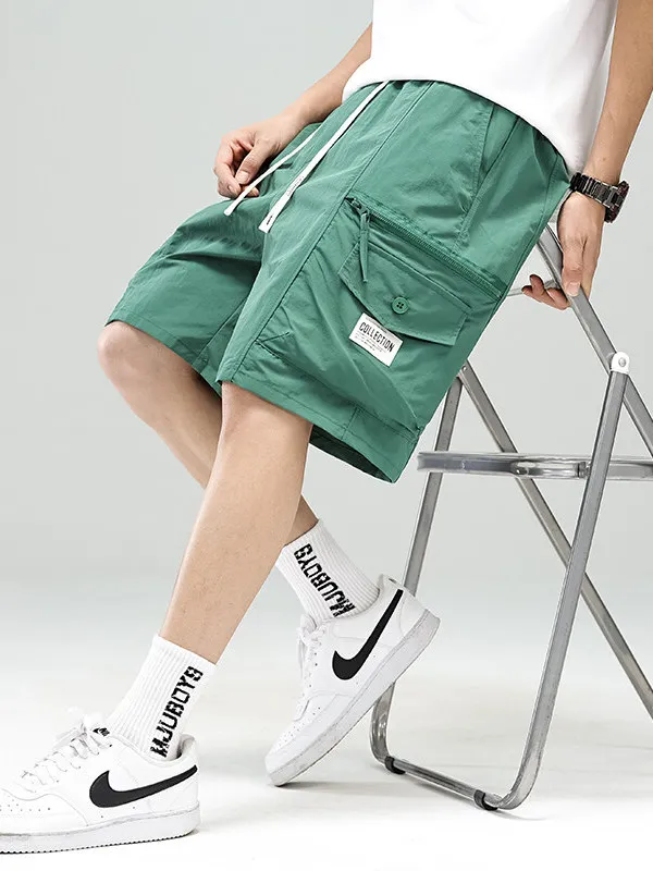 

Loose Fit Nylon Workwear Pants Men's Summer Beach Casual Trousers Five-Quarter Shorts Straight Leg Non-Iron mid Waist Fashion...