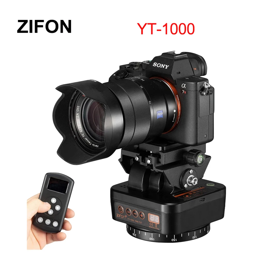 

ZIFON YT-1000 Auto Motorized Rotating Panoramic Head Remote Control Pan Tilt Video Tripod Head Stabilizer for Smartphone Cameras