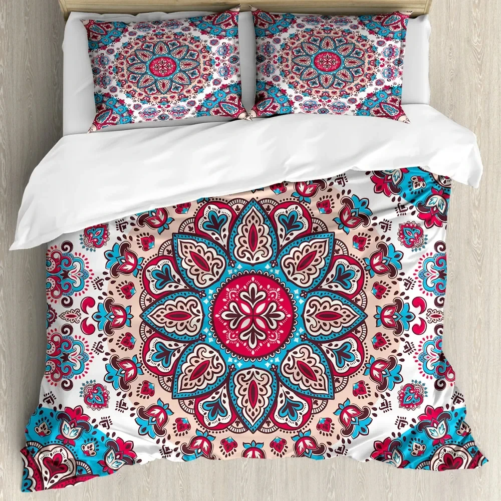 Aesthetic Floral Duvet Cover - Boho Mandala Dekbedovertrek Twin Queen Size