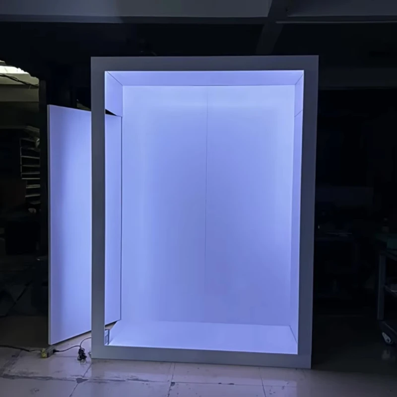 Unique Decorative Glass Infinity Mirror DIY White Cube Magazine Photo Booth Box Glamour Reflection Selfie