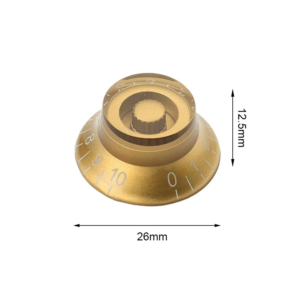 Electric Guitar Bass Volume Knob Hat Shape Speed Tuning Control Gold with White Numbers Plastic Switch For Les Paul LP