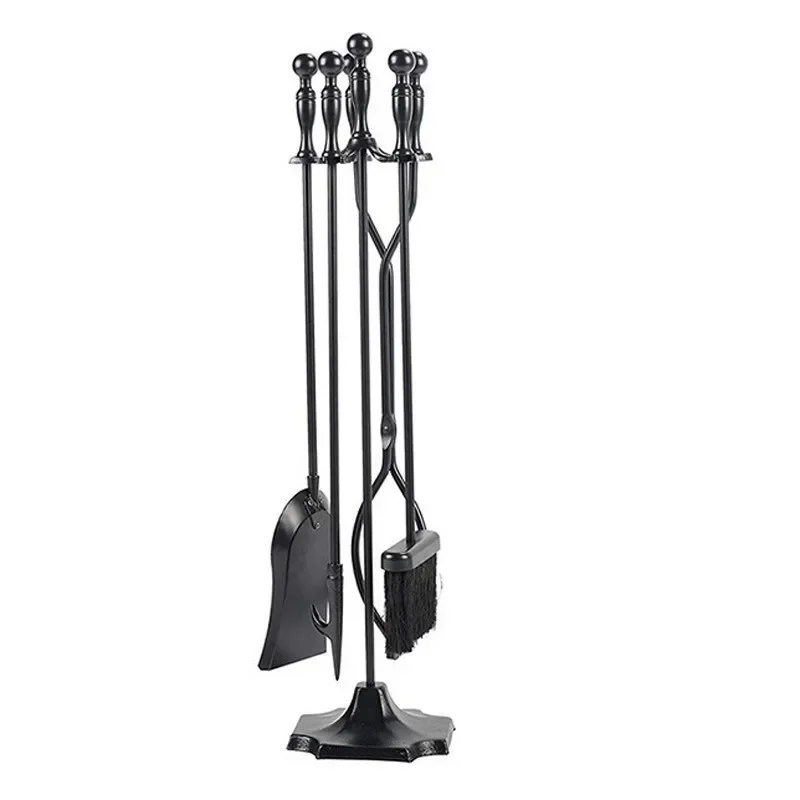 'Double-Tier Wall-Mounted Fireplace Tool and Firewood Rack Wooden Firewood Piles Shelves for Sundries Metal Material