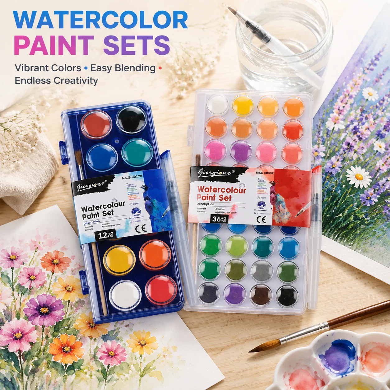 مجموعة ألوان مائية صلبة احتراف - مراجعة Watercolor Paint Set Solid Pigment وسعره