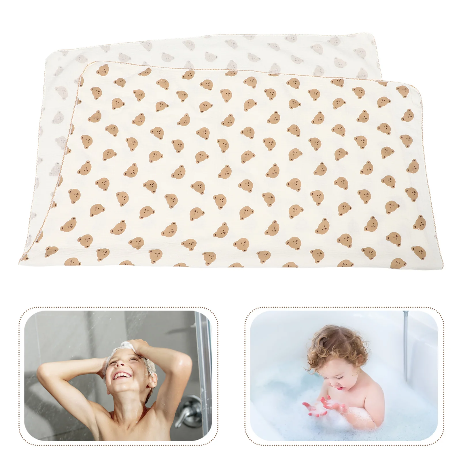 

Мягкое двухслойное марлевое детское одеяло с рисунком головы медведя, муслиновое пеленальное детское одеяло, банное полотенце для мальчиков и девочек