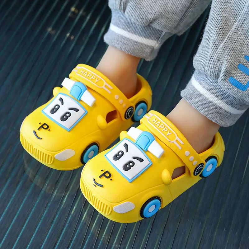 Summer New Children Sandals Kids Shoes Cute Cartoon Car Home Slippers Boys Girls Baby Thick Soft Sole Non-slip Slippers Toddler