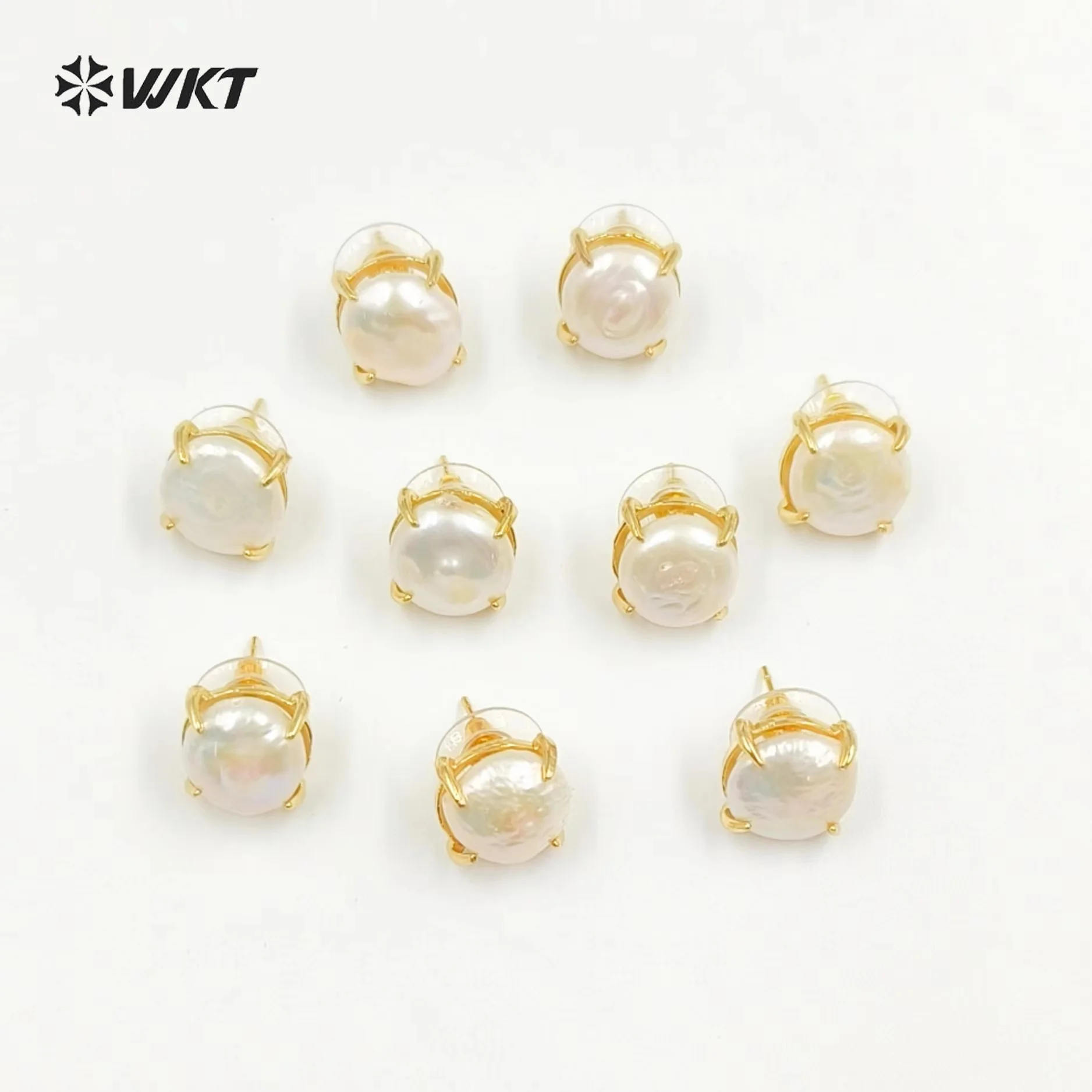 WT-MPE079 Elegant Fashion Lady Claw Setting 18K Real Gold Plated 10MM Studs For Friend Birthday Gift Accessories