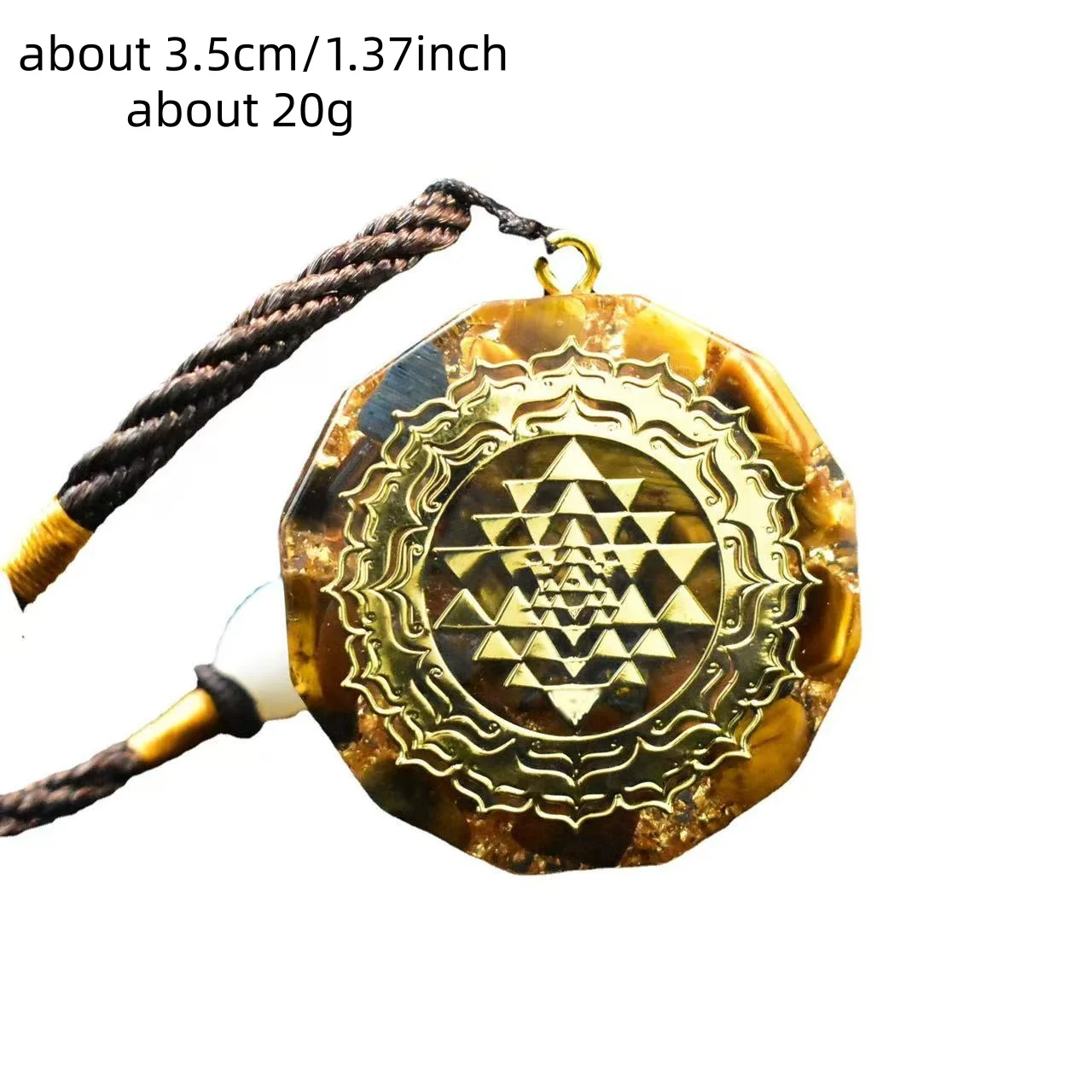 1pc Ogan Pendant, Tiger's Eye Orgonite Pendant Sri Yantra Necklace, Resin Jewelry Pendant, Festival Gifts