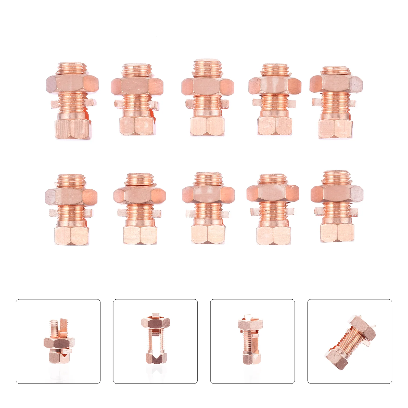 10 Pcs Bolt Clamp Bolts Cord Clip Grounding Split Connector Strength for Antenna Copper Satellite