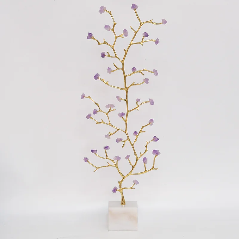 Lucky Crystal Fortune Tree Vertical Long Ornament Living Room Entrance Niche Cabinet Light Luxury High-end Housewarming Gift