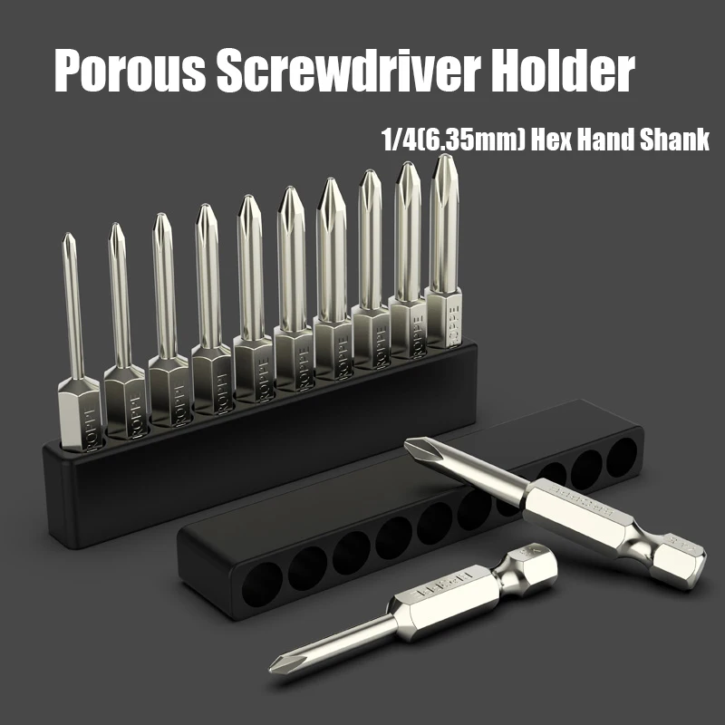 Durable Porous Screwdriver Holder 1/4(6.35mm) Hex Hand Shank Screwdriver Batch Storage Strip Screw Driver Bits Tools Accessories