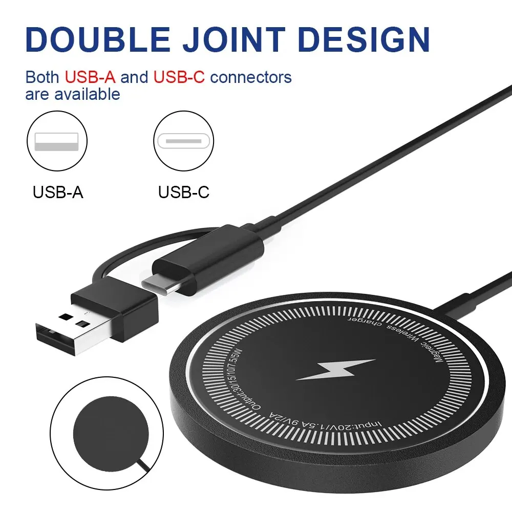 Wireless Charger 15W,Compact and Convenient,Black For IPhone 15/14/13/12/11/Pro/Max/SE 2020/XS/XR/X/8 Plus