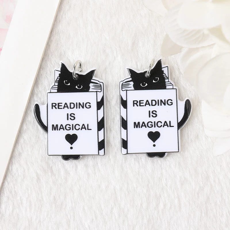 10Pcs Magic Books Charms Skeleton Woman Loves Books For Earring Keychain Pendant Necklace Diy Making