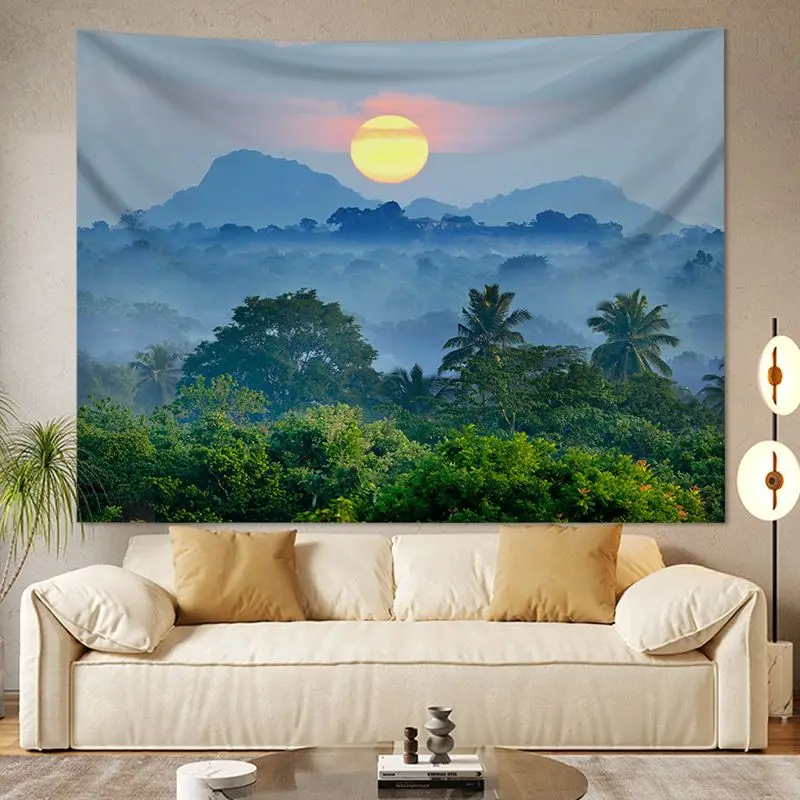VIKAMA Fog Peak Snow Mountain Landscape Tapestry, High Definition Wear-Resistant Fabric Wall Hanging for Living Room