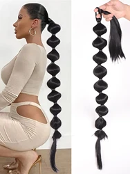 Synthetic Ponytail Hair Extensions Afro Bubble Long Ponytail 30 Inch Wrap Around Lantern Pony Tail For Women