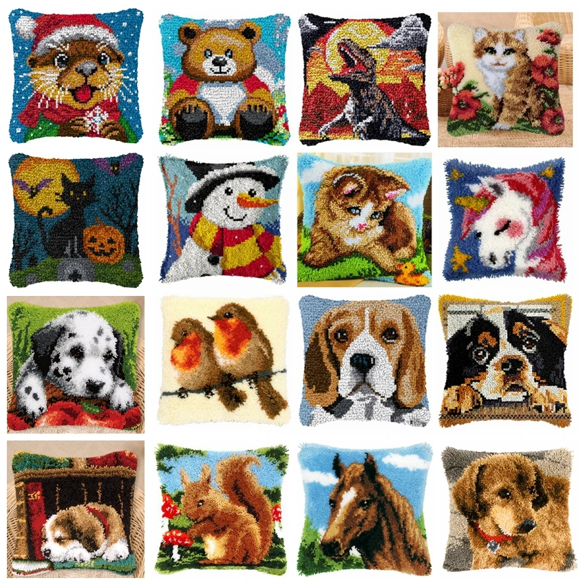 

Наборы для вышивания крючком: милые животные (собаки, белки, кролики), коврики, подушки, наволочки, DIY-наборы для вышивки крючком, вышивка Смирна, клинкхаак