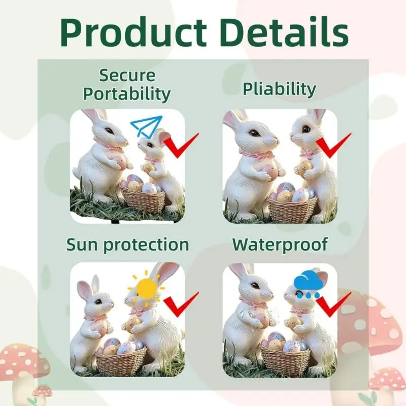 M89A عيد الفصح أرنب حديقة حصة أكريليك أرنب علامة تمثال حيواني واقعي مناسب للديكور في الهواء الطلق وأسرة الزهور #4