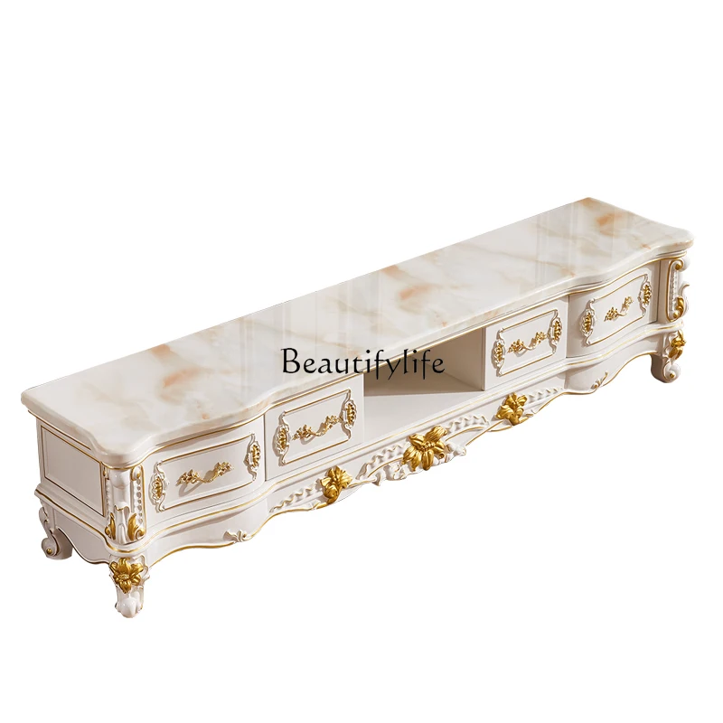

European marble TV cabinet living room all solid wood