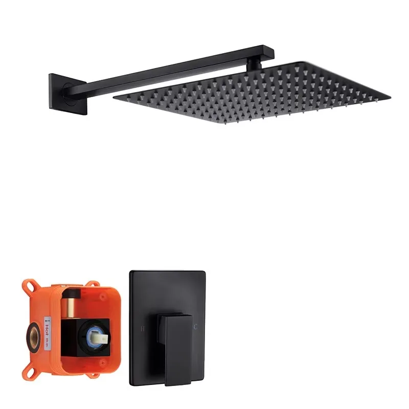 

Matte Black Shower Combo Set Rain Shower Head Bathroom Shower Faucet Mixer Set