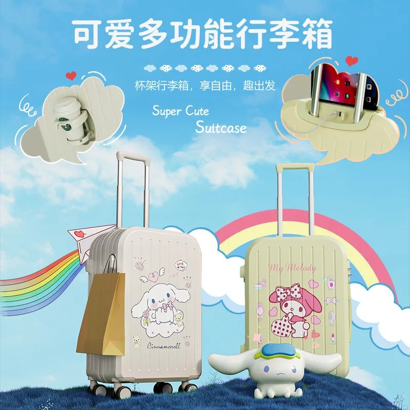 New Cinnamoroll Kuromi Anime Kawaii Sanrio Luggage Multi-Functional Trolley Box Cute My Melody Combination Case Gifts for Girls