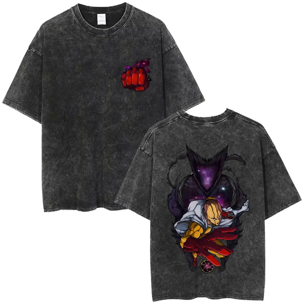 غسلها خمر أنيمي واحد لكمة رجل Genos الجرافيك تي شيرت الرجال النساء موضة الكرتون مانغا تي شيرت الذكور عادية المتضخم تي شيرت #2