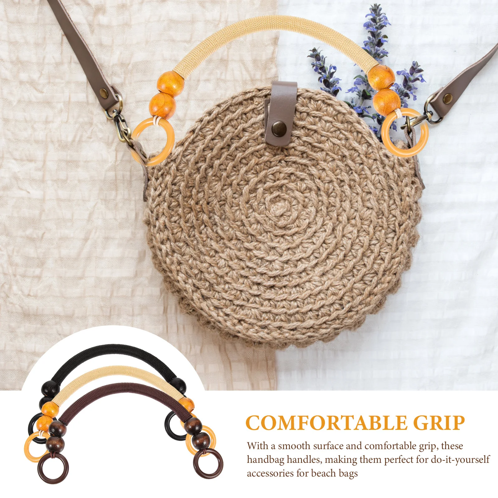 

6Pcs Wooden Bead Bag Handles Premium Craftsmanship Smooth Comfortable Grip for DIY Handbag Replacement Decorative Purse Making