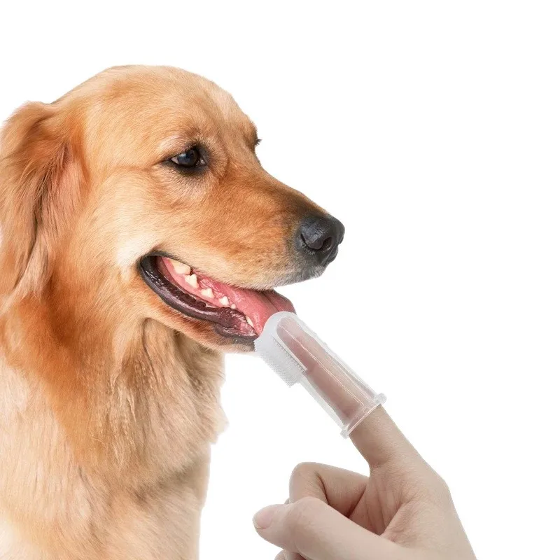 Silicone Pet Finger Toothbrush Soft Gentle Dog Cat Teeth Cleaning Brush Removes Bad Breath Oral Care Tool for  Small Medium Pets