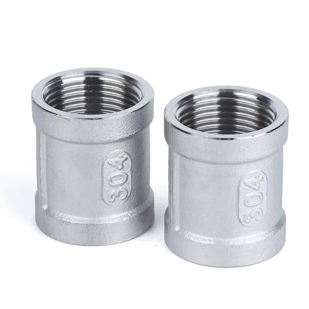 

304 stainless steel inner threaded pipe clamp, internal thread water heating straight joint1/2 "1/8" 1/4 "3/8" pipe joint