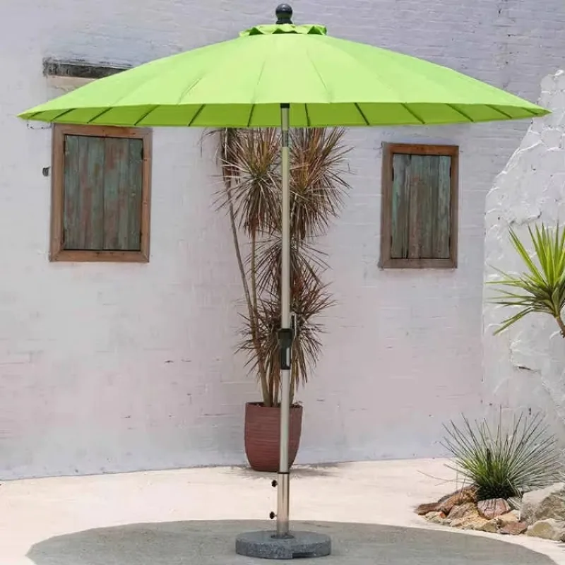 9ft Custom Logo Modern Aluminum SunShade Outdoor pink Color Scalloped Patio & Courtyard Umbrella Fringe Waterproof Granite Base