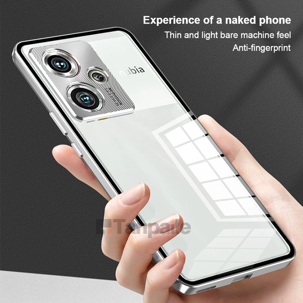 حافظة لهاتف ZTE nubia Z50 Ultra لهاتف Red Magic 8 Pro + Funda إطار معدني من الألومنيوم قفل مغناطيسي غير لامع مصد للهاتف الخلفي