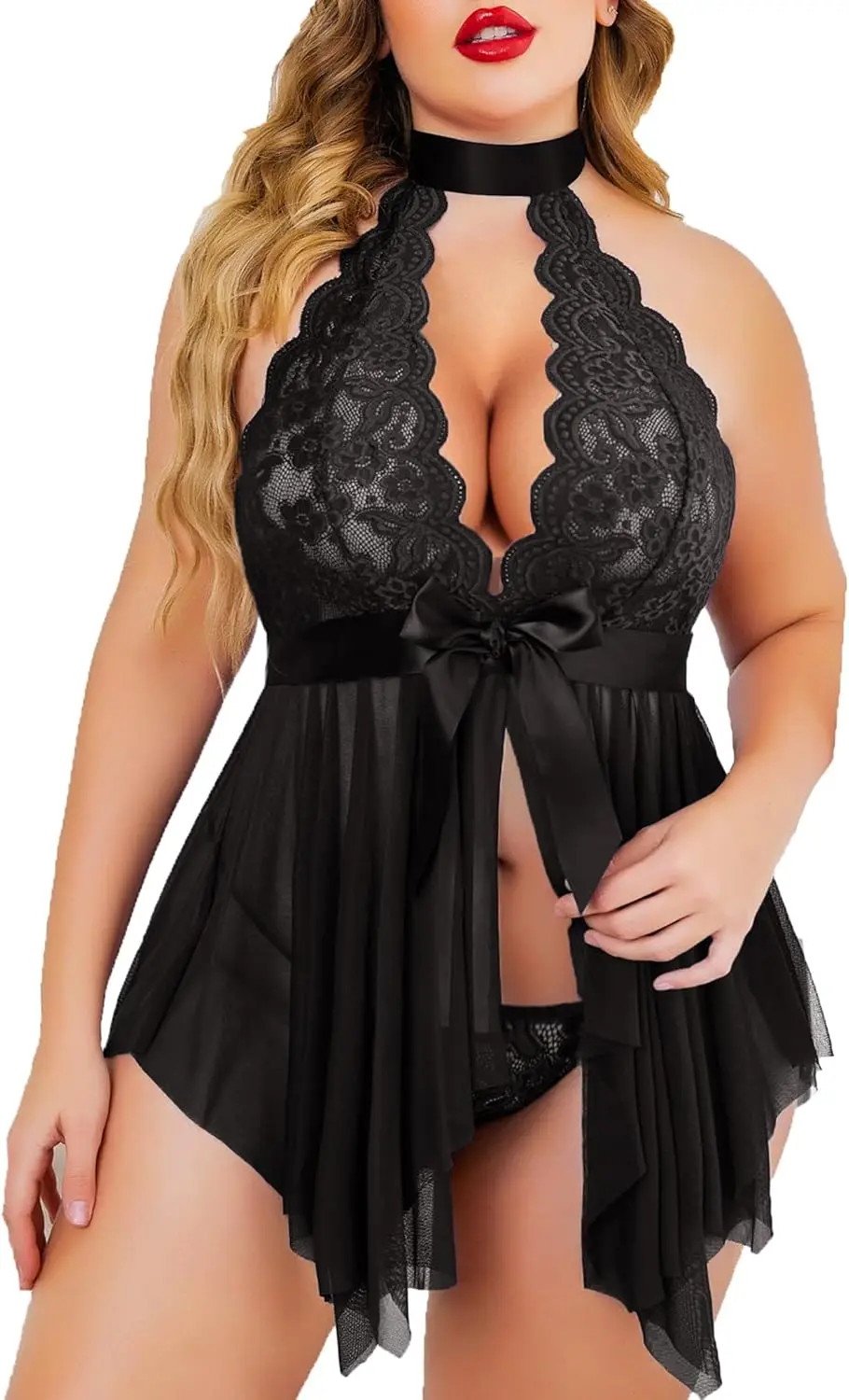 

Floral Lace Babydoll for Women, High Waist Teddy Chemise Lingerie