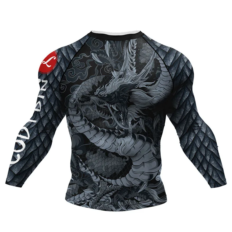 Men Rashguard MMA T-shirt +Pants 4PCS/Suit Jiu Jitsu Black Grappling Bjj Gi Boxing Rash Guard Sportwear lLeggings Set MMA Shorts