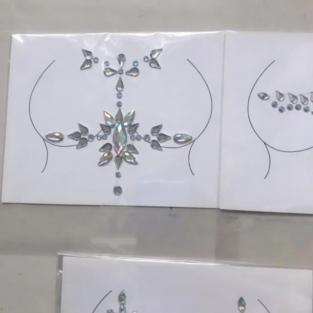 Temporäre Tattoos für Damen, gefälschte Tattoo-Aufkleber, Brustjuwelen, Kristall, Diamant, Acryl, Strass, DIY, Gesichtsaufkleber, Gesichtsdekoration – Detail 11