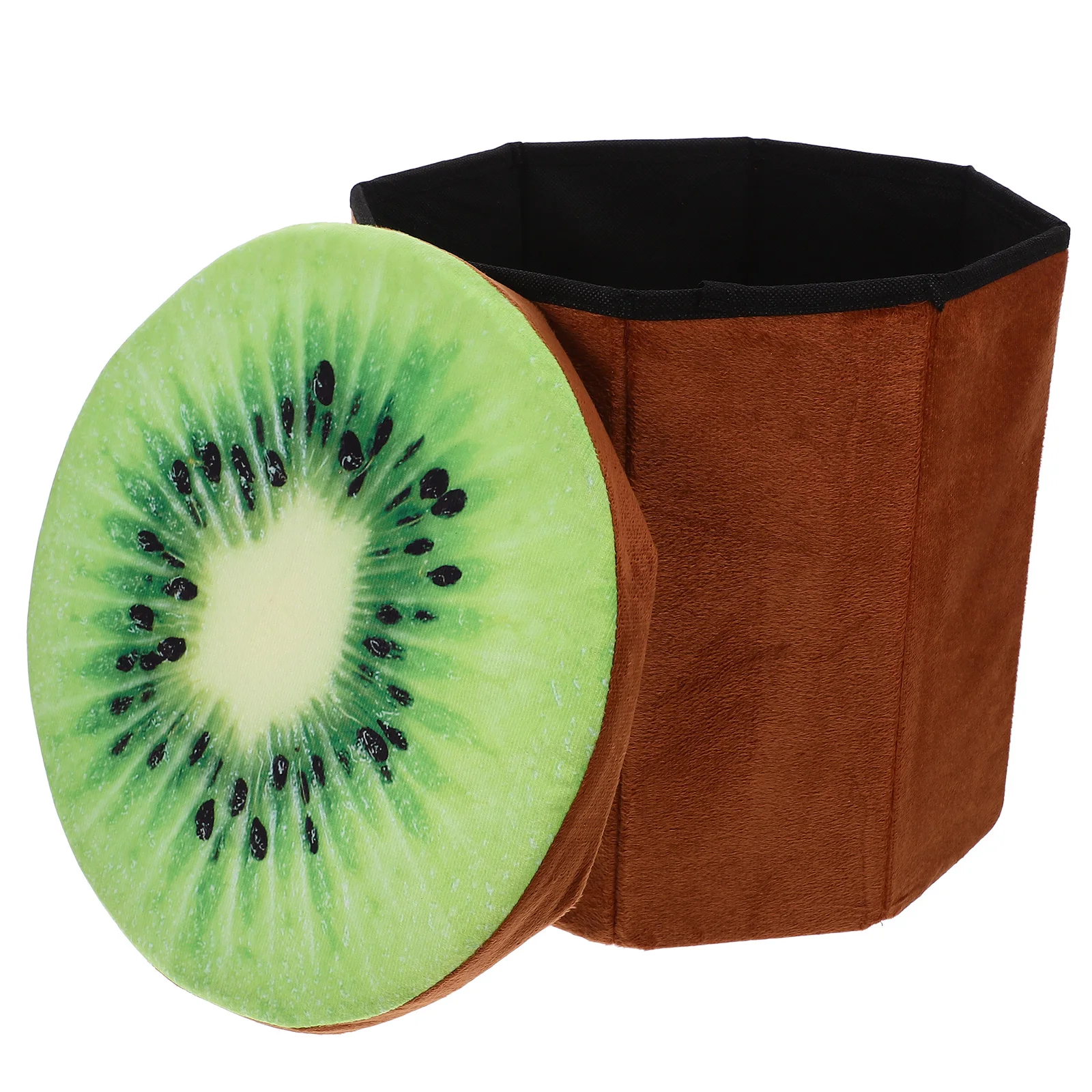 Fruit Velvet Storage Stool High Quality Folding Design Children Room Bedroom Living Room Orange Color Small Size