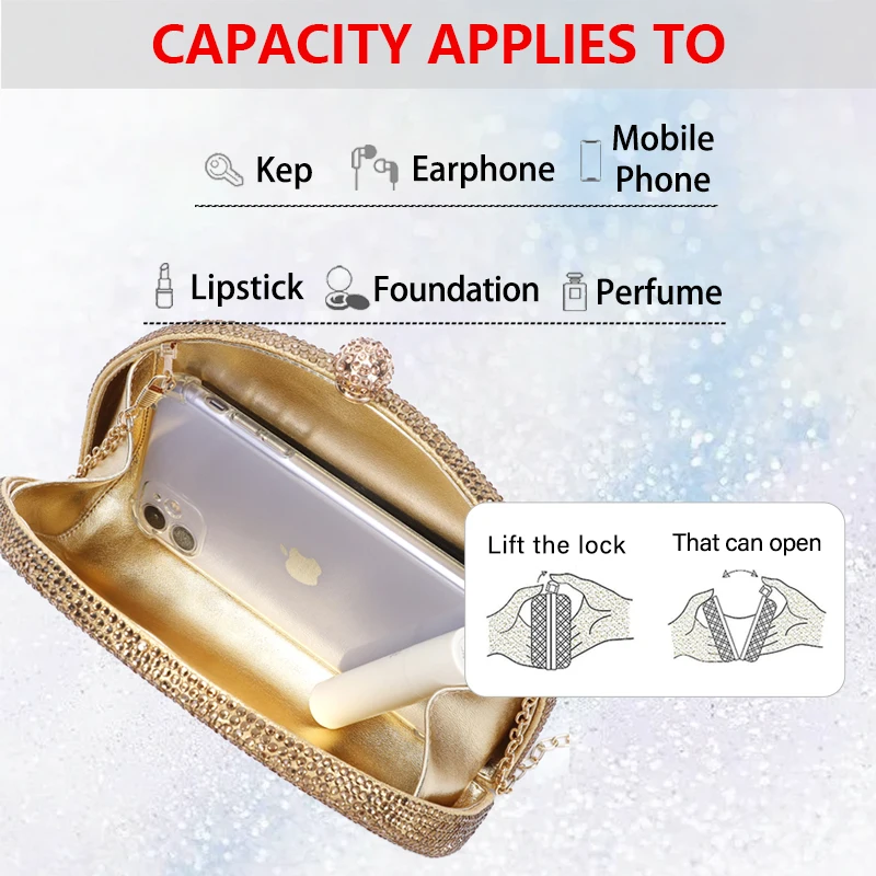 Latest Women\'s Luxury Wallet Diamond Crystal Clutch Wedding Party Christmas Gift Golden silver Rhinestone Evening Bag