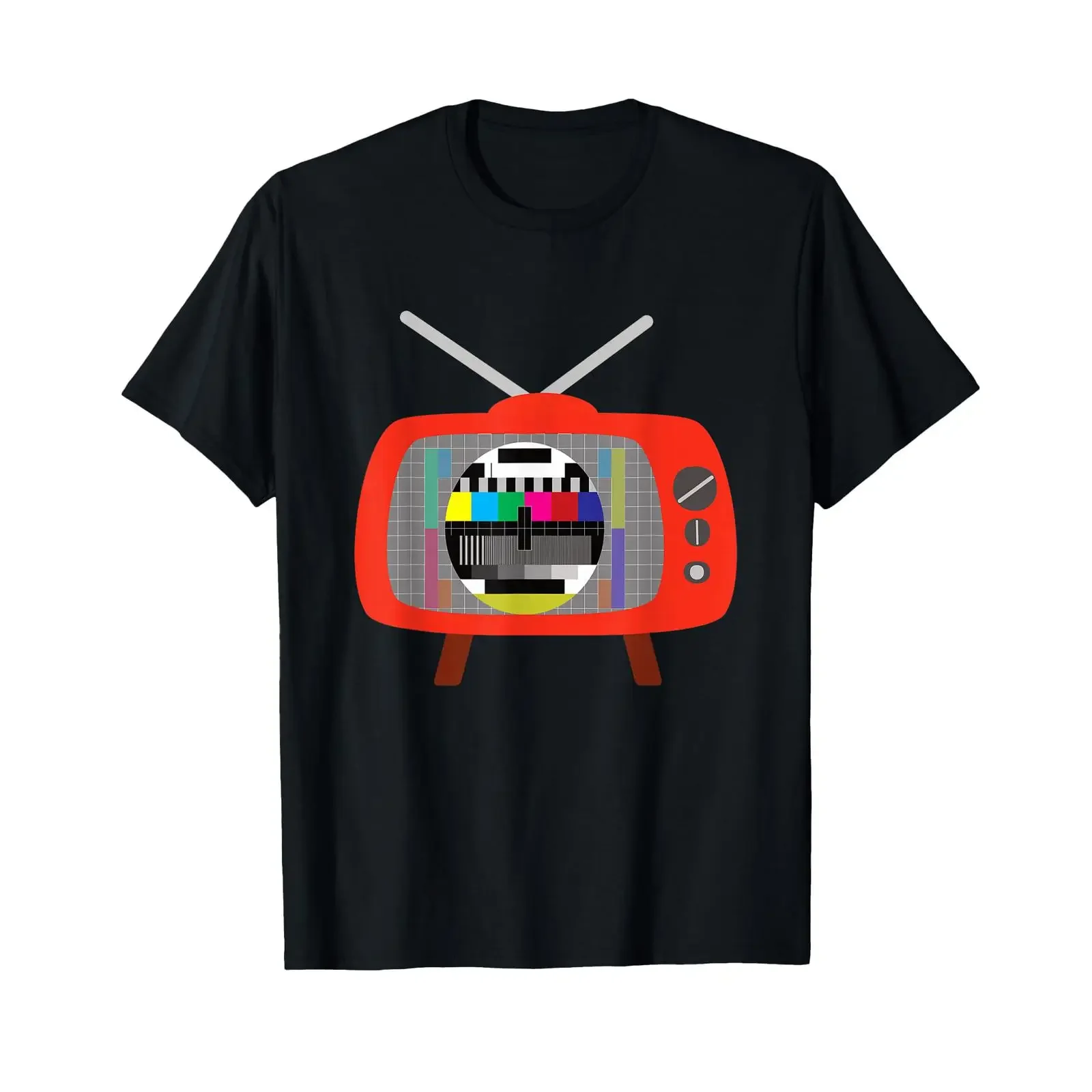 Test Image on Tube TV Retro Colour Broadcast T Shirt vintage Washed Soft designer clothes Breathable streetwear