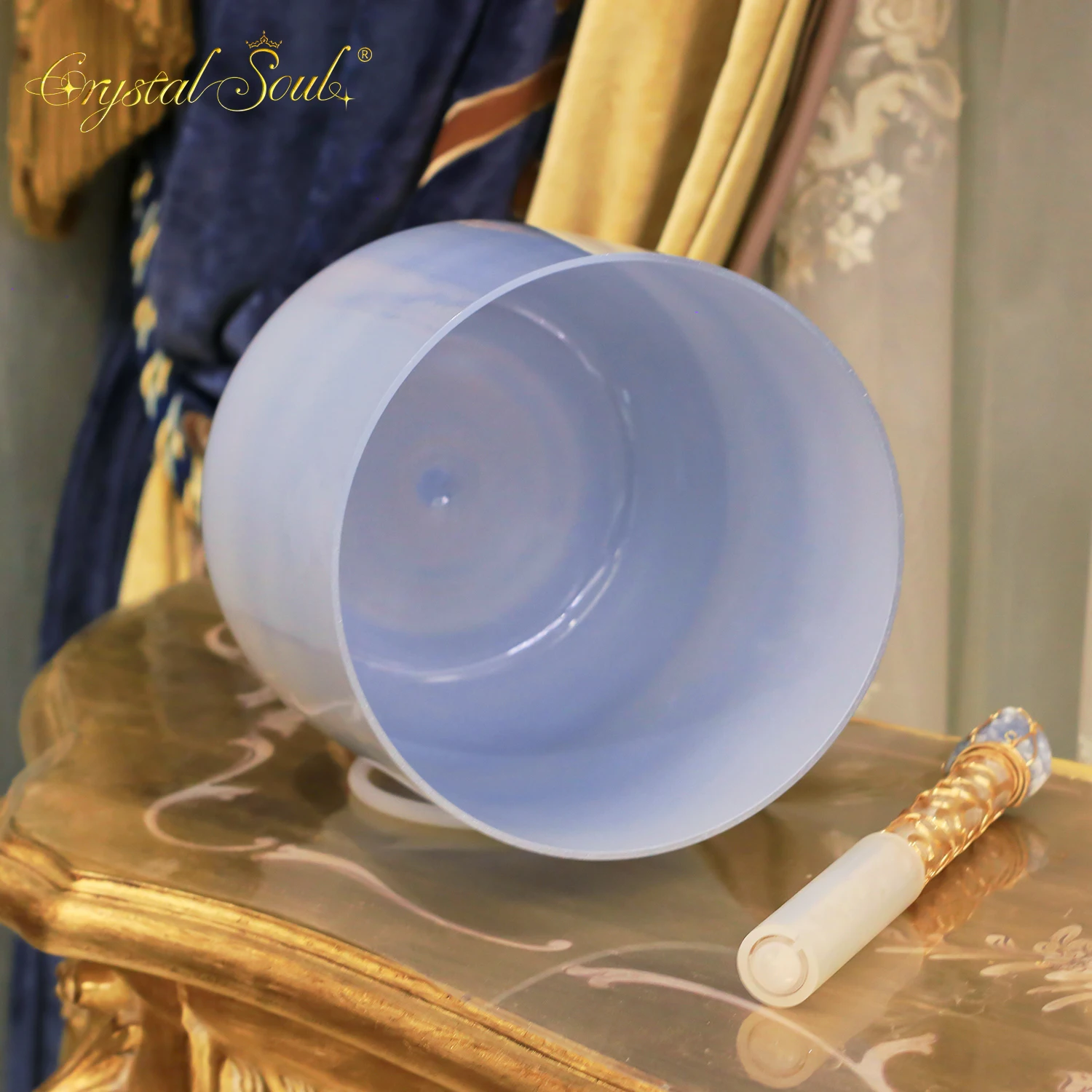 Crystal Soul Sky Blue Mist Blue Gradient Alchemy Crystal Bowl for Pilates Sound Therapy